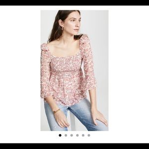 BB Dakota Smocked Floral Top